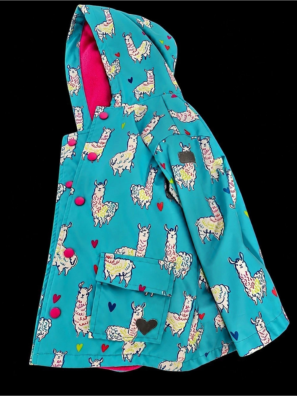 Hatley Llama Print Hooded Raincoat Kids Blue & Pink